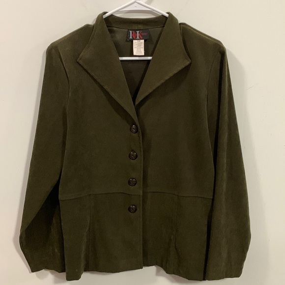 R & K originals olive green jacket, very soft & soft on inside too, good cond - Picture 1 of 4